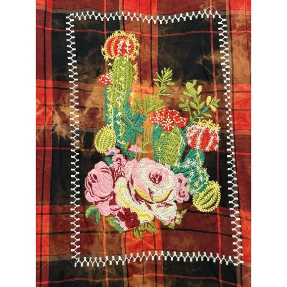 Savannah Jane duster vest southwestern grunge cactus embroidered raw edges Large - Picture 8 of 11